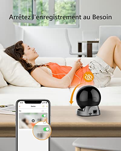 camera wifi 360° sans fil pour bébé, maison, magasin + carte